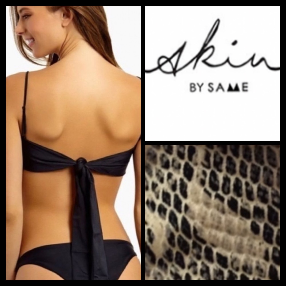 NWOT Skin by SAME Vegan Leather Snakeskin Bandeau Bikini Top